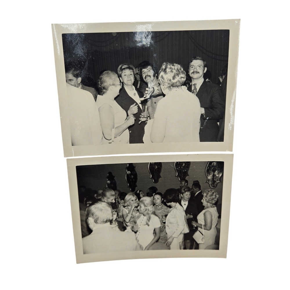 Vintage 1970 Black and White Party Photos Miriam R Weiss Social Gathering 2pc